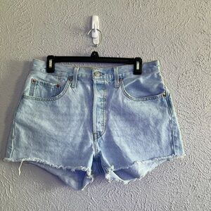 Levi's 501 Blue Jean Shorts Distressed High-Waisted